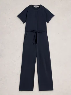 White Stuff Blue Sandy Jersey Jumpsuit