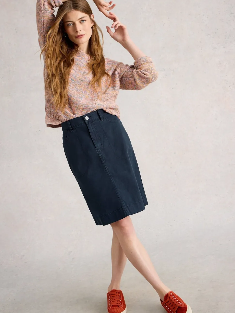 White Stuff Blue Tia Chino Skirt