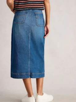 White Stuff Blue Tia Denim Midi Skirt