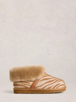 White Stuff Brown Suede Shearling Slipper Boots