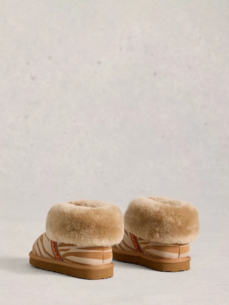 White Stuff Brown Suede Shearling Slipper Boots