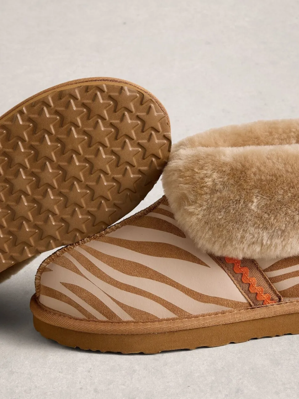 White Stuff Brown Suede Shearling Slipper Boots
