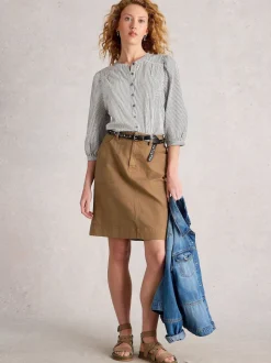 White Stuff Brown Tia Chino Skirt