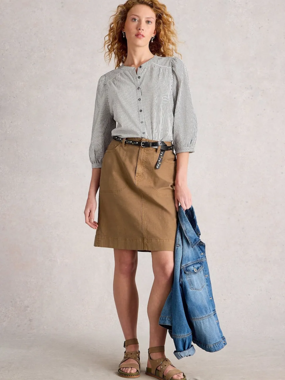 White Stuff Brown Tia Chino Skirt