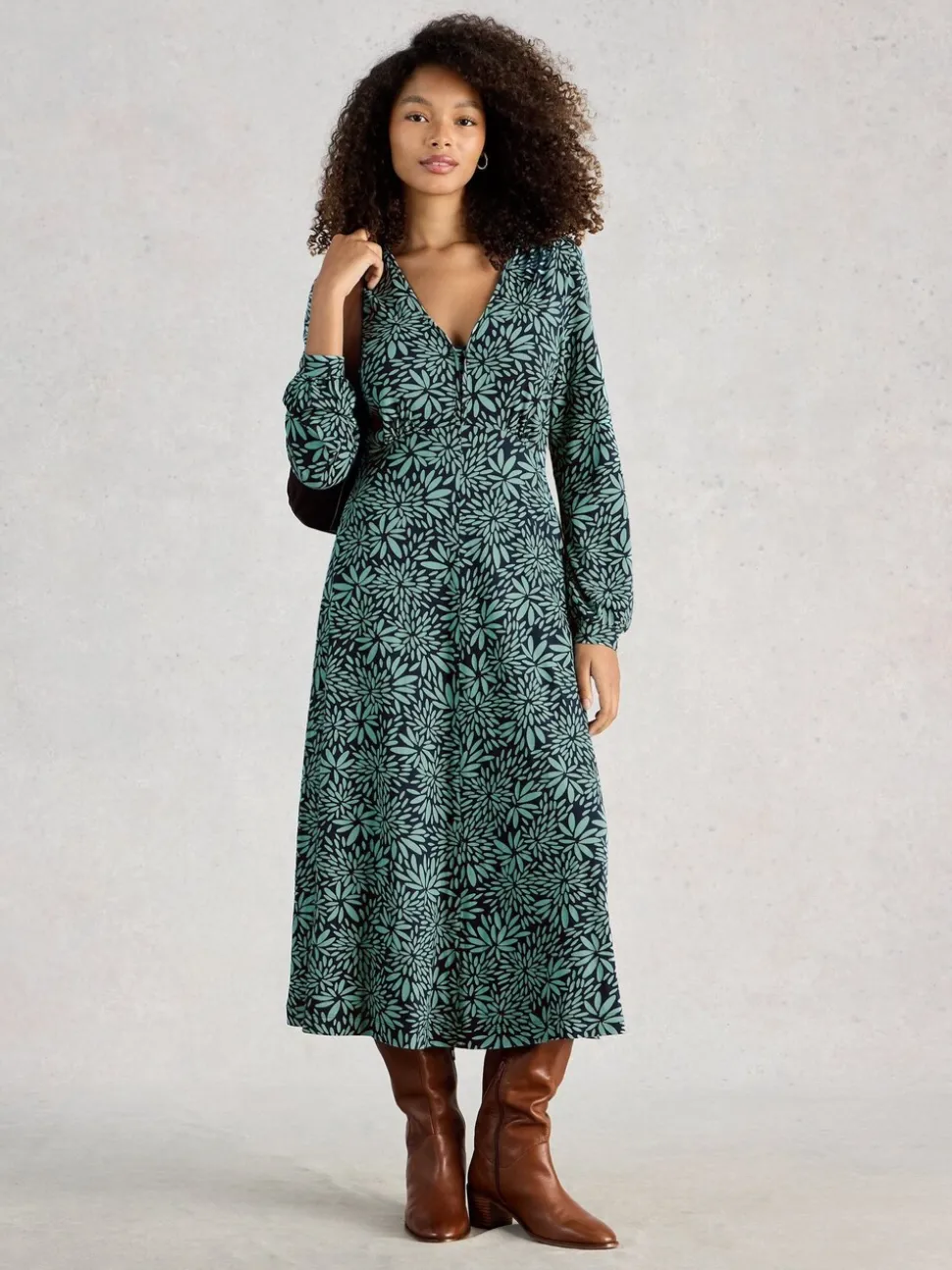 White Stuff Dark Green Megan Jersey Dress