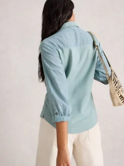 White Stuff Green 100% Cotton Mix Jersey Annie Shirt