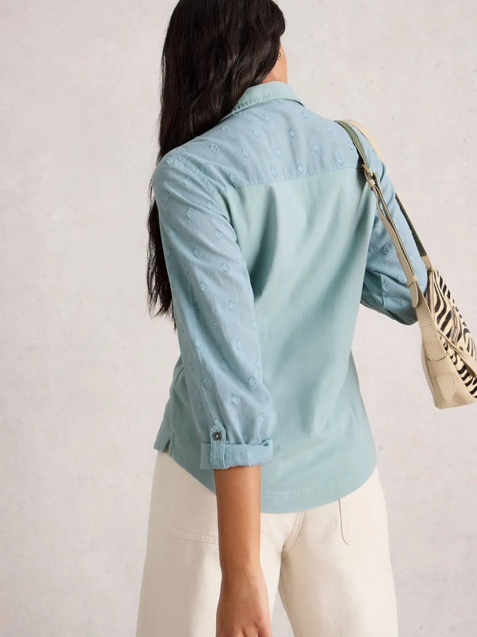 White Stuff Green 100% Cotton Mix Jersey Annie Shirt
