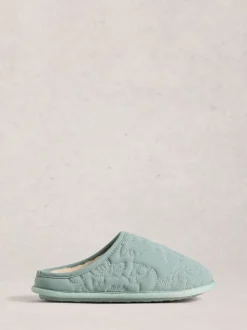 White Stuff Green Quilted Slipper Mule