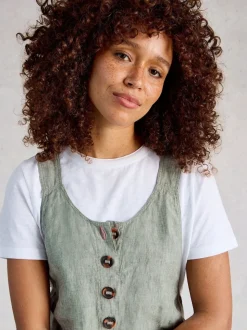 White Stuff Green Viola Linen Dungaree