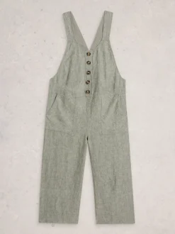 White Stuff Green Viola Linen Dungaree