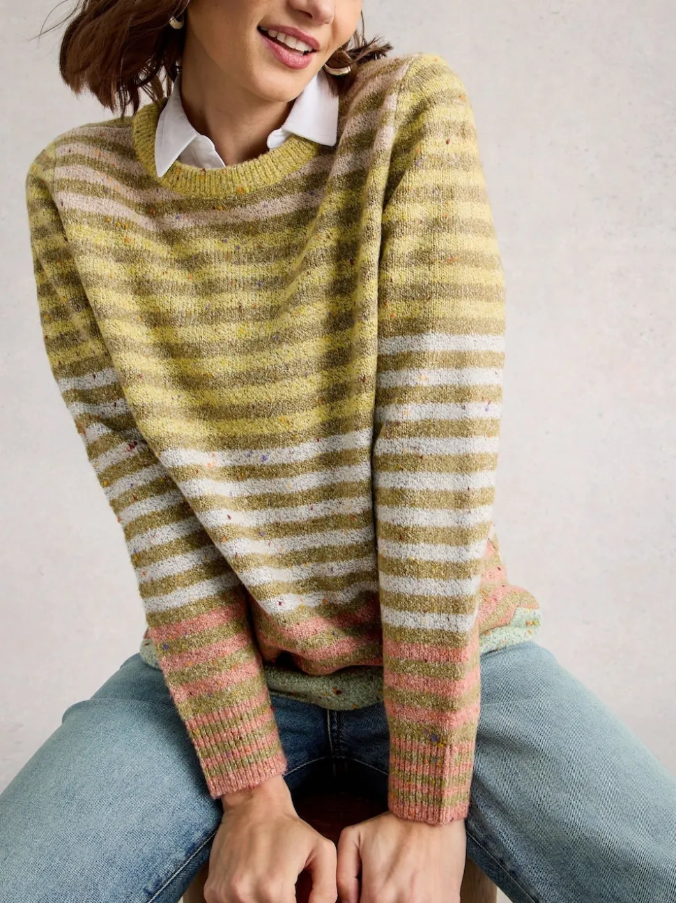 White Stuff Light Yellow Talia Nep Jumper