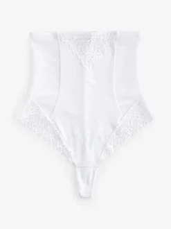 White Super High Waist Thong Firm Tummy Control Shaping Briefs