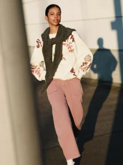 White Sweatshirt with Appliqué Details