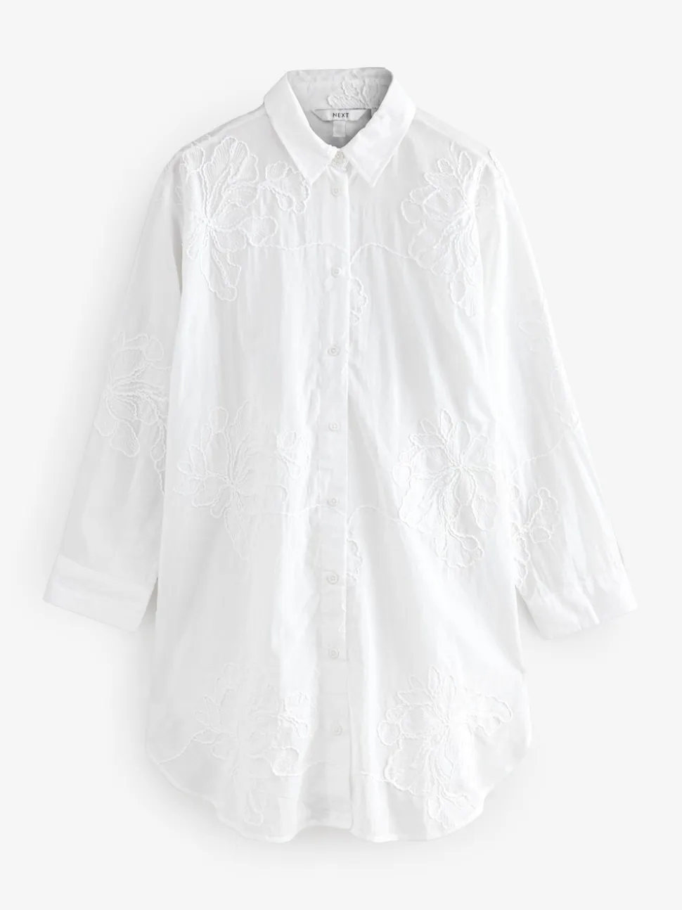 White Textured Cornelli Cover-Up Shirt