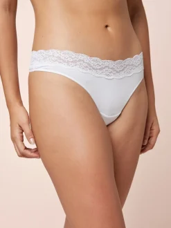 White Thong Cotton Lace Knickers 4 Pack