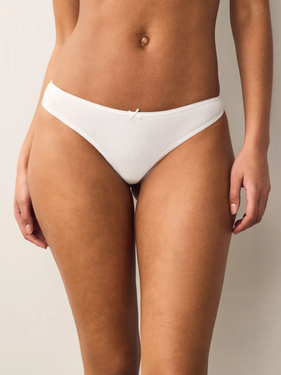 White Thong Cotton Rich Knickers 5 Pack