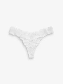 White Thong Ultimate Comfort Lace Knickers 2 Pack