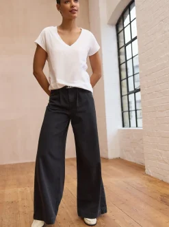 White V-Neck Cap Sleeve T-Shirt