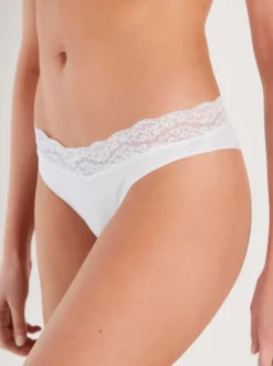 White/Black/Grey Extra High Leg Cotton Lace Knickers 4 Pack