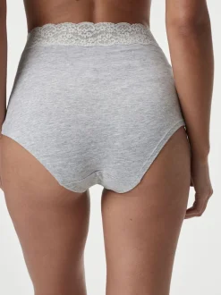 White/Black/Grey Full Brief Cotton Lace Knickers 4 Pack