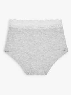 White/Black/Grey Full Brief Cotton Lace Knickers 4 Pack