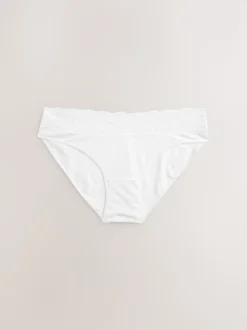 White/Black/Grey High Leg Cotton Lace Knickers 4 Pack