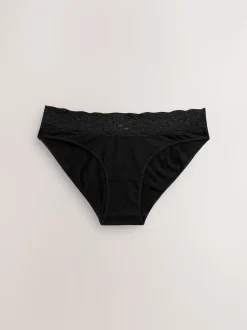 White/Black/Grey High Leg Cotton Lace Knickers 4 Pack