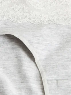 White/Black/Grey High Leg Cotton Lace Knickers 4 Pack