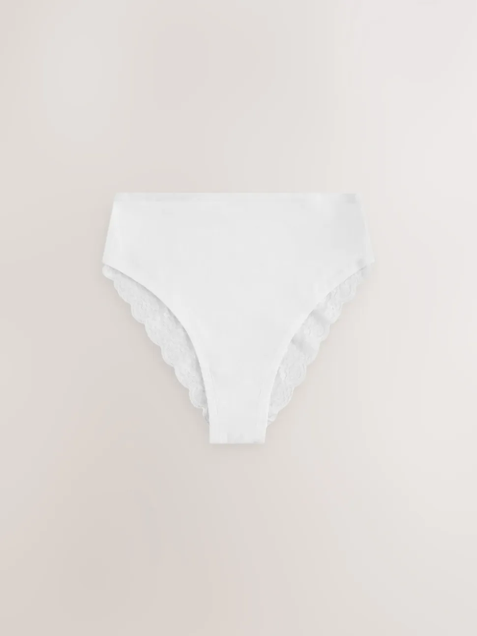 White/Black/Grey High Rise High Leg Cotton Lace Knickers 4 Pack