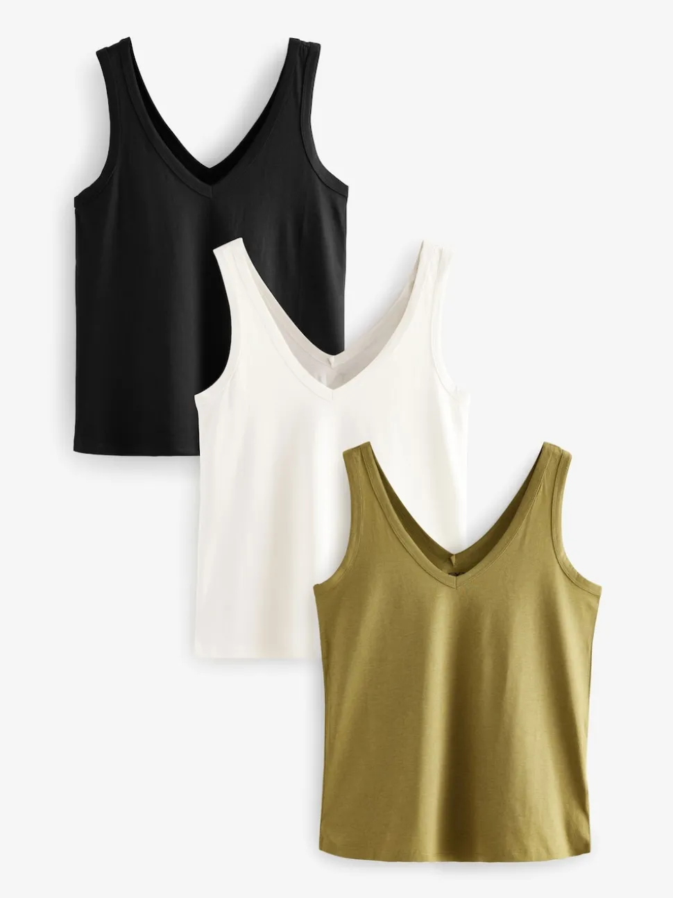 White/Black/Grey Marl Modal Slouch Vests 3 Pack