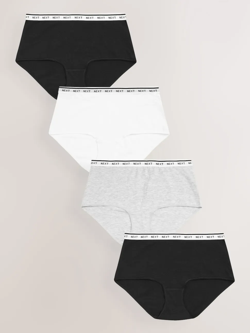 White/Black/Grey Midi Cotton Logo Knickers 4 Pack