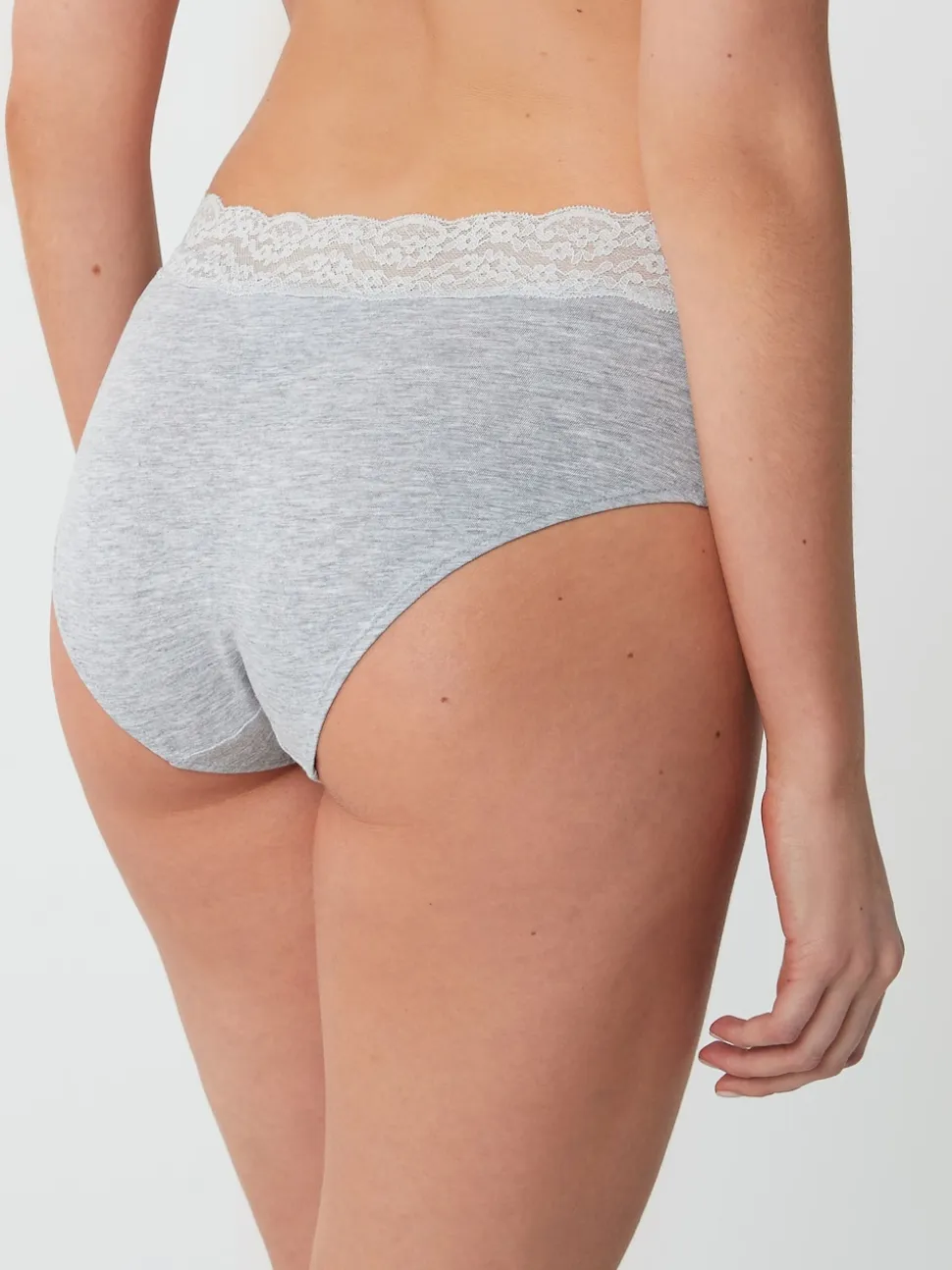 White/Black/Grey Midi Cotton Lace Knickers 4 Pack