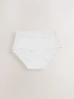 White/Black/Grey Midi Cotton Lace Knickers 4 Pack