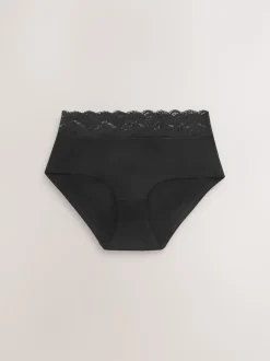 White/Black/Grey Midi Cotton Lace Knickers 4 Pack