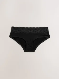 White/Black/Grey Short Cotton Lace Knickers 4 Pack