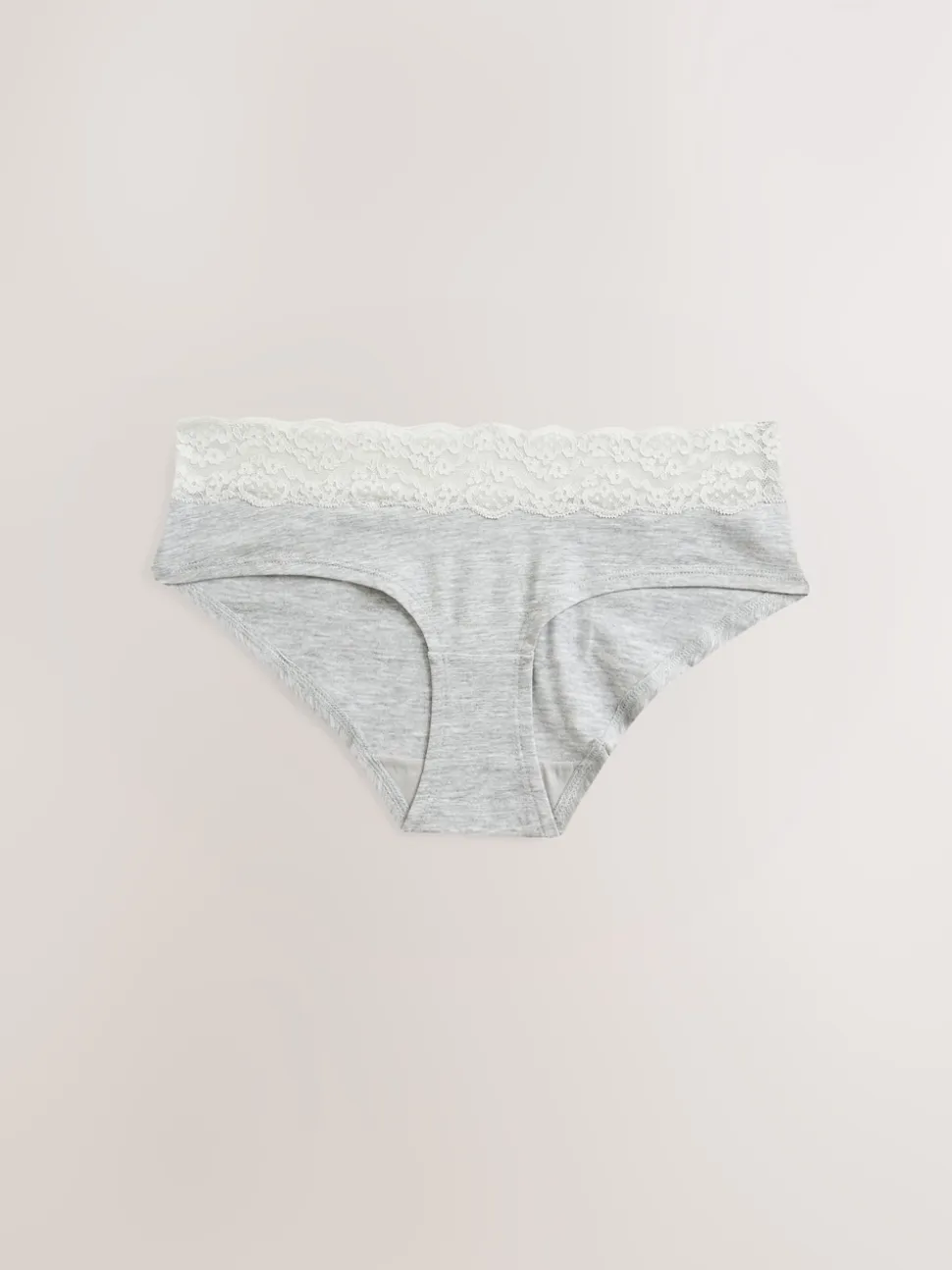 White/Black/Grey Short Cotton Lace Knickers 4 Pack