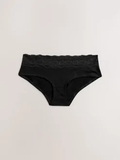 White/Black/Grey Short Cotton Lace Knickers 4 Pack