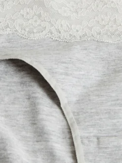 White/Black/Grey Short Cotton Lace Knickers 4 Pack