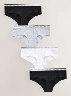 White/Black/Grey Short Cotton Logo Knickers 4 Pack