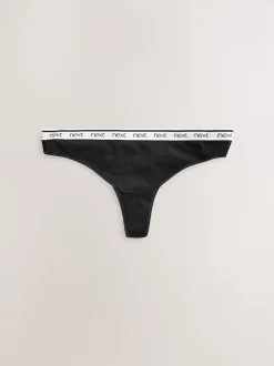 White/Black/Grey Thong Cotton Logo Knickers 4 Pack