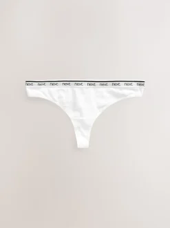 White/Black/Grey Thong Cotton Logo Knickers 4 Pack