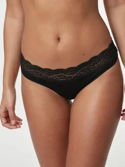 White/Black/Grey Thong Cotton Lace Knickers 4 Pack
