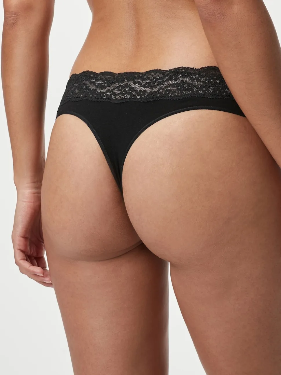 White/Black/Grey Thong Cotton Lace Knickers 4 Pack