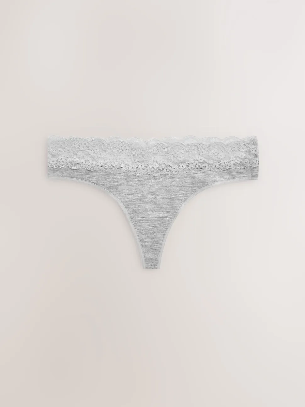 White/Black/Grey Thong Cotton Lace Knickers 4 Pack