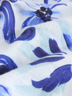 White/Blue Floral Print Off the Shoulder Jumpsuit