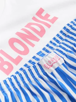 White/Blue Stripe Blondie Short Sleeve Pyjamas
