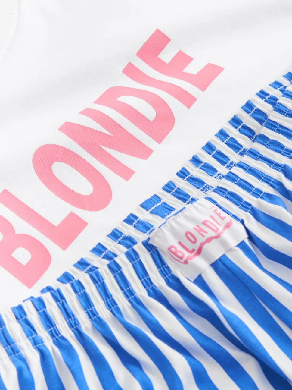 White/Blue Stripe Blondie Short Sleeve Pyjamas