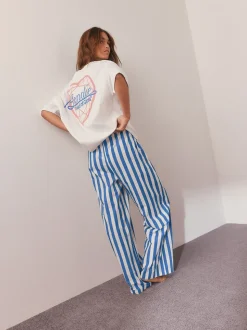 White/Blue Stripe Blondie Short Sleeve Pyjamas