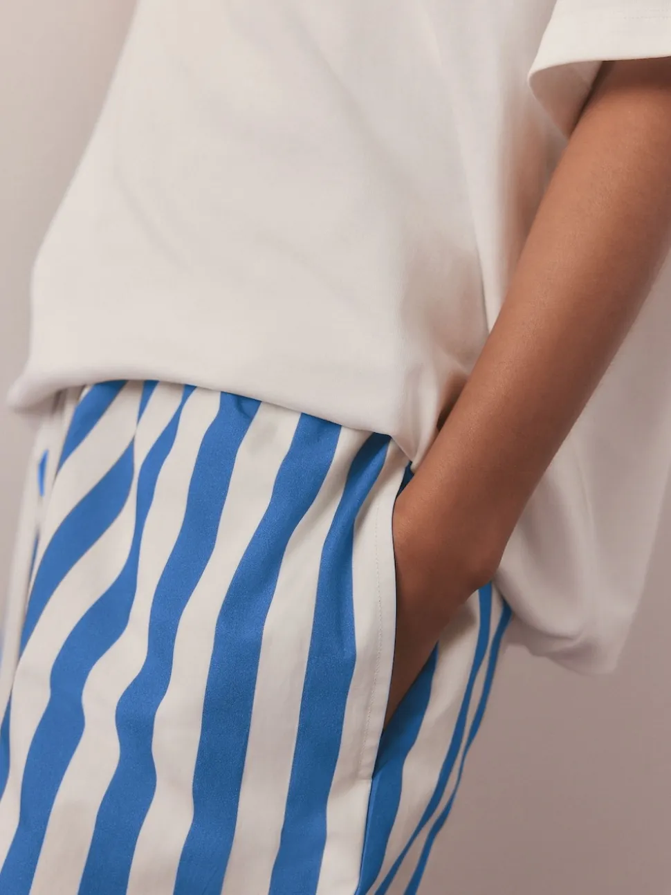 White/Blue Stripe Blondie Short Sleeve Pyjamas