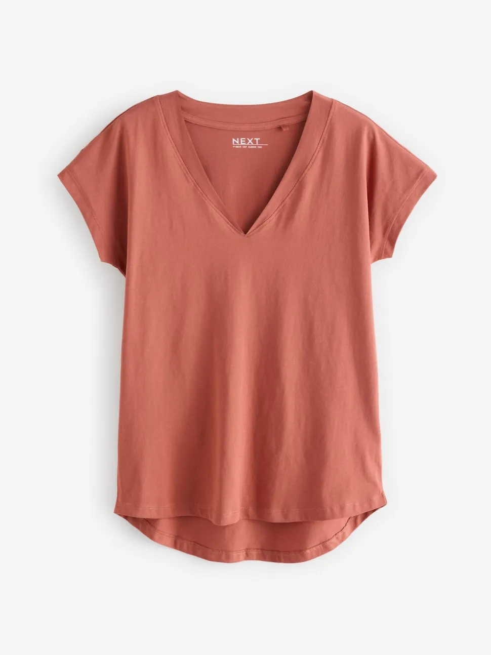 White/Grey/Khaki/Rust/Brown V-Neck Cap Sleeve 100% Cotton T-Shirts 5 Pack